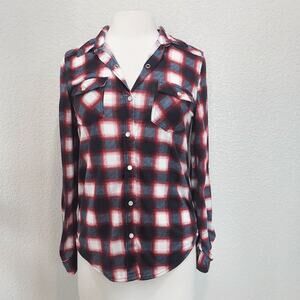 Passport Red & Blue Plaid Button Down Size M